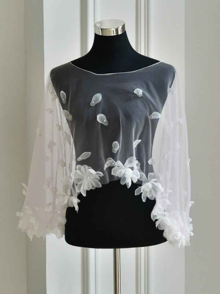 Scoop Bridal's Wrap with 3D Flowers Luxury Bridal Sleeveless Wedding/Party Wraps Beading