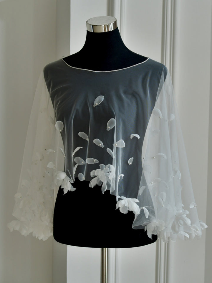 Scoop Bridal's Wrap with 3D Flowers Luxury Bridal Sleeveless Wedding/Party Wraps Beading