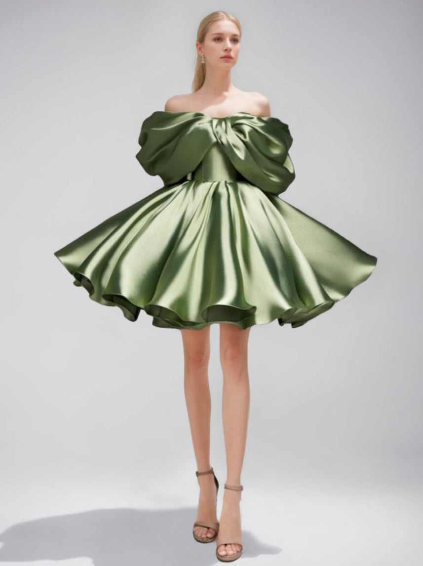 mini evening dresses Olive Green Satin Mini Dress 2026 Off-The-Shoulder Bow Fit and Flare Party Cocktail Dress Chic Short Gown mini evening dresses Olive Green Satin Mini Dress 2026 Off-The-Shoulder Bow Fit and Flare Party Cocktail Dress Chic Short Gown