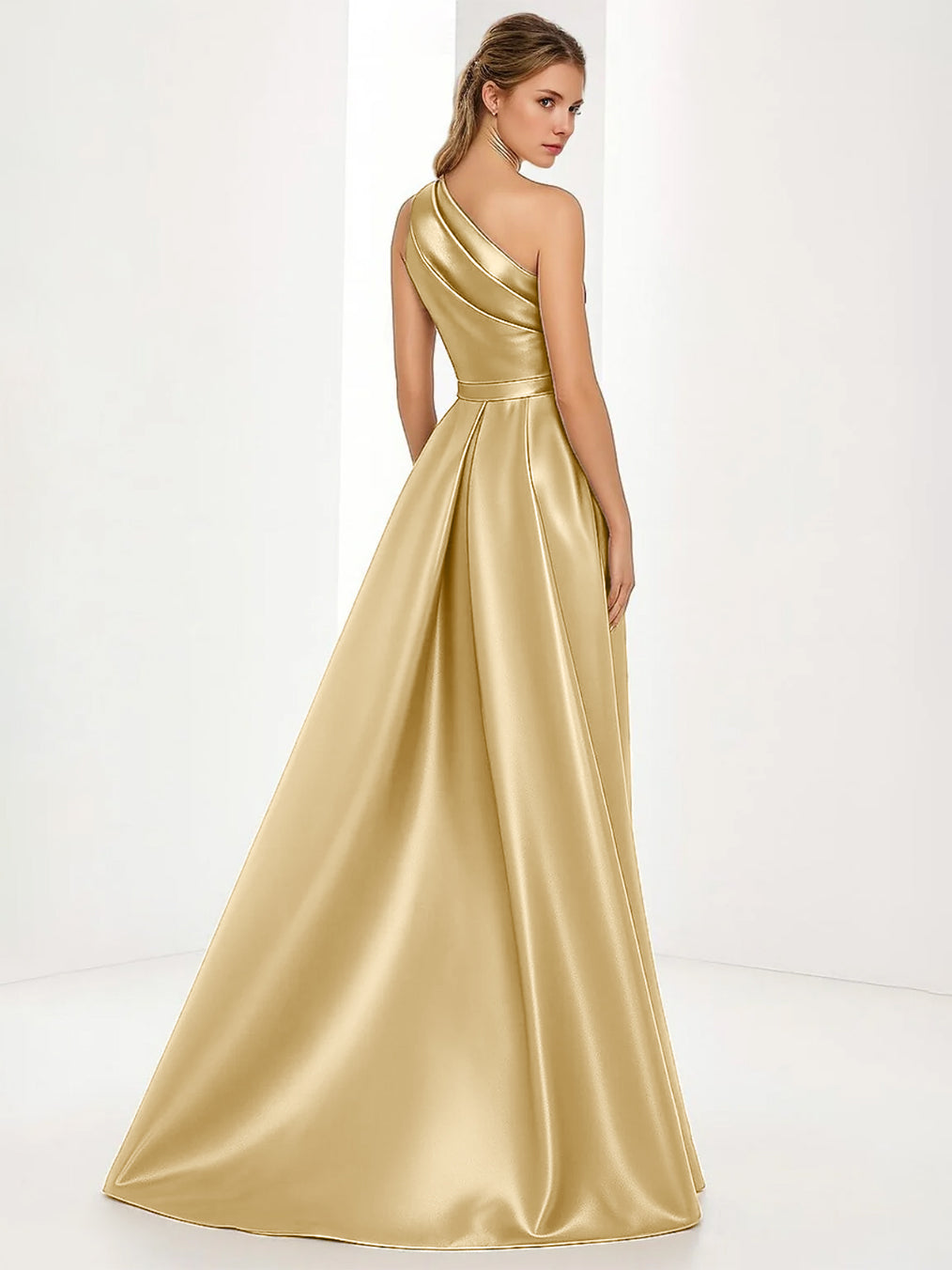 Trumpet/Mermaid One-Shoulder Sleeveless Ruched Floor-Length Pleated Evening Dresses with Slit