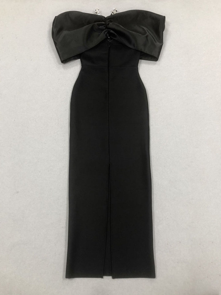 Sheath/Column Halter Sleeveless Ankle-Length Evening Dresses with Rhinestones & Bows