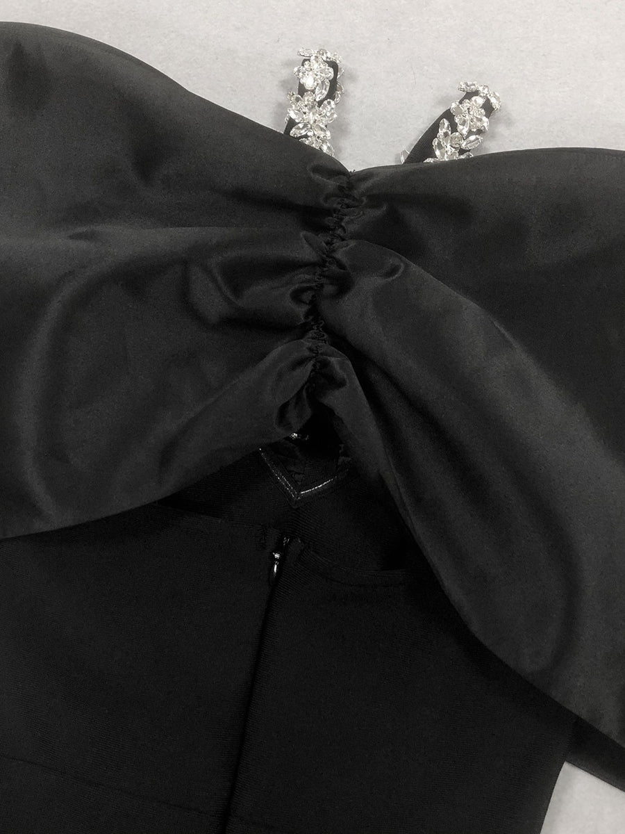 Sheath/Column Halter Sleeveless Ankle-Length Evening Dresses with Rhinestones & Bows