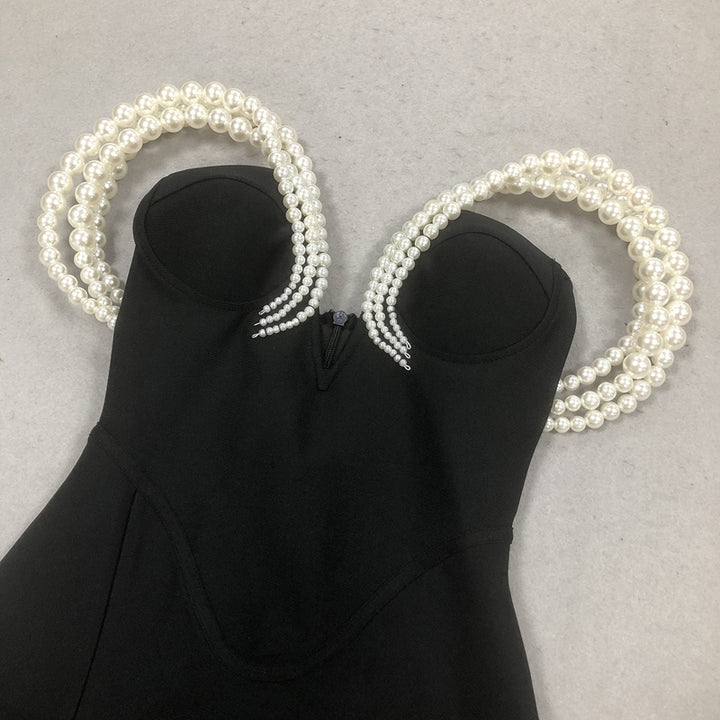 Sheath/Column Off-the-Shoulder Long Luxurious Evening Dresses with Pearl & High Split