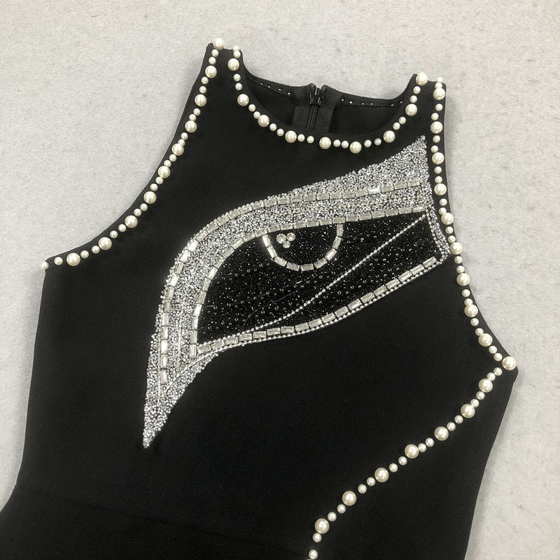 Sheath/Column Scoop Sleeveless Stylish Pattern Evening Dresses with Pearls & Split Side