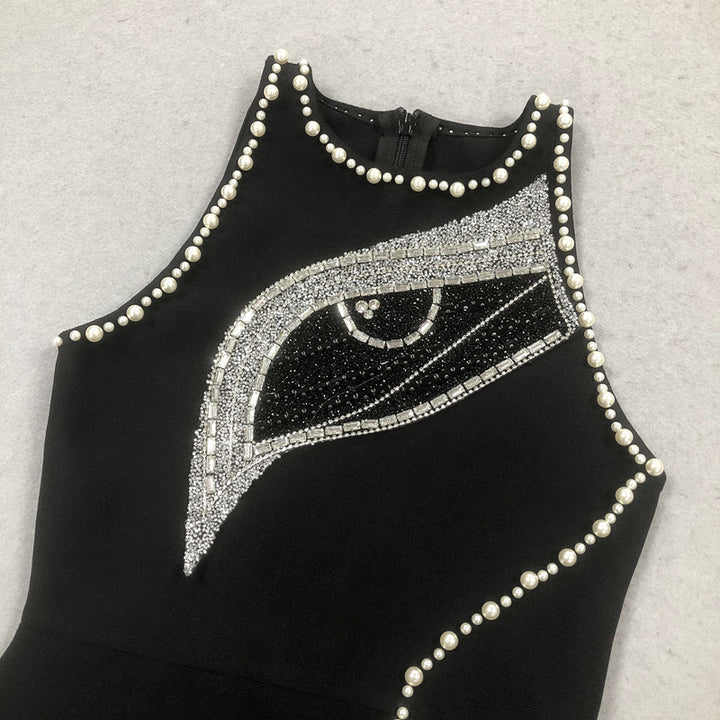 Sheath/Column Scoop Sleeveless Stylish Pattern Evening Dresses with Pearls & Split Side