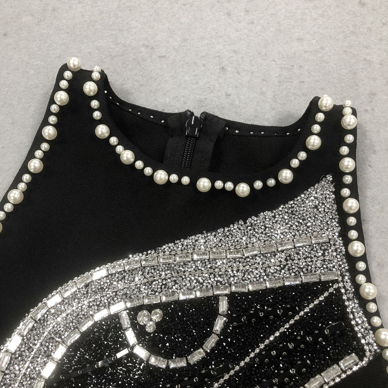 Sheath/Column Scoop Sleeveless Stylish Pattern Evening Dresses with Pearls & Split Side