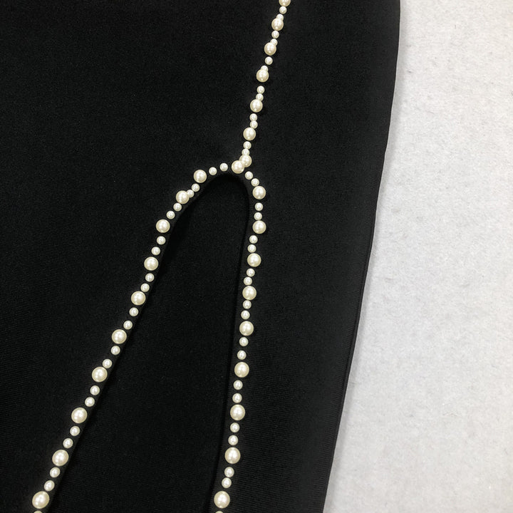 Sheath/Column Scoop Sleeveless Stylish Pattern Evening Dresses with Pearls & Split Side