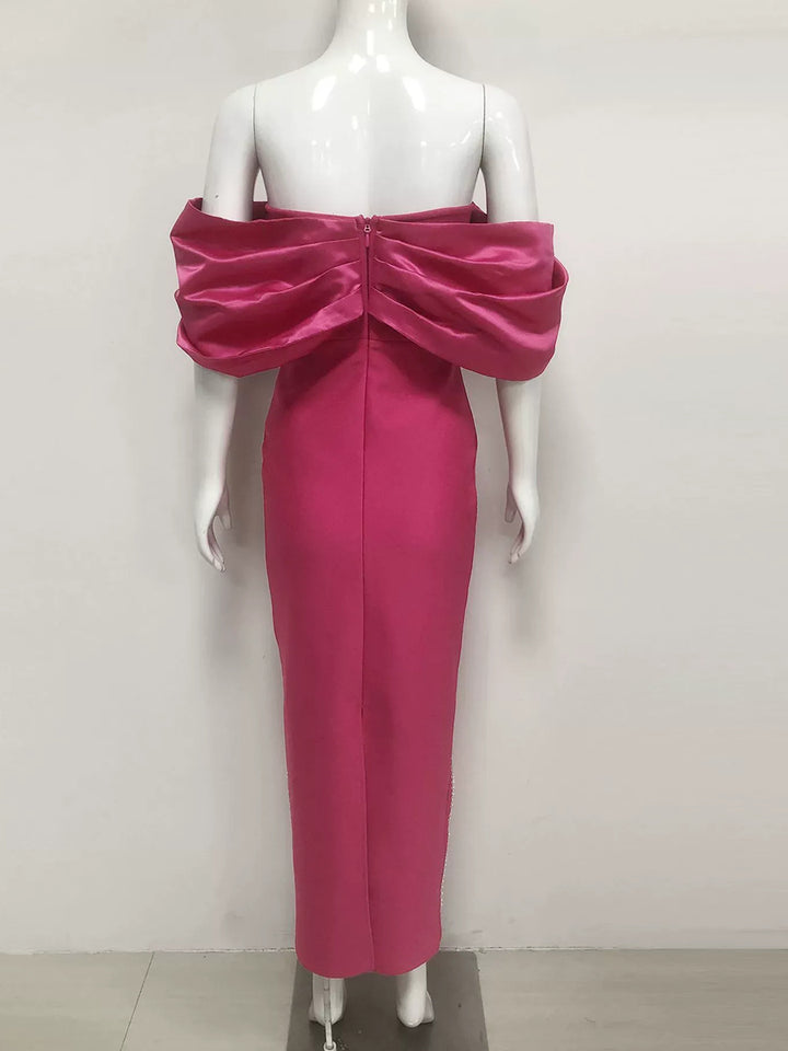 Sheath/Column Off-the-Shoulder Sleeveless Evening Dresses with Crystals & Ruffles