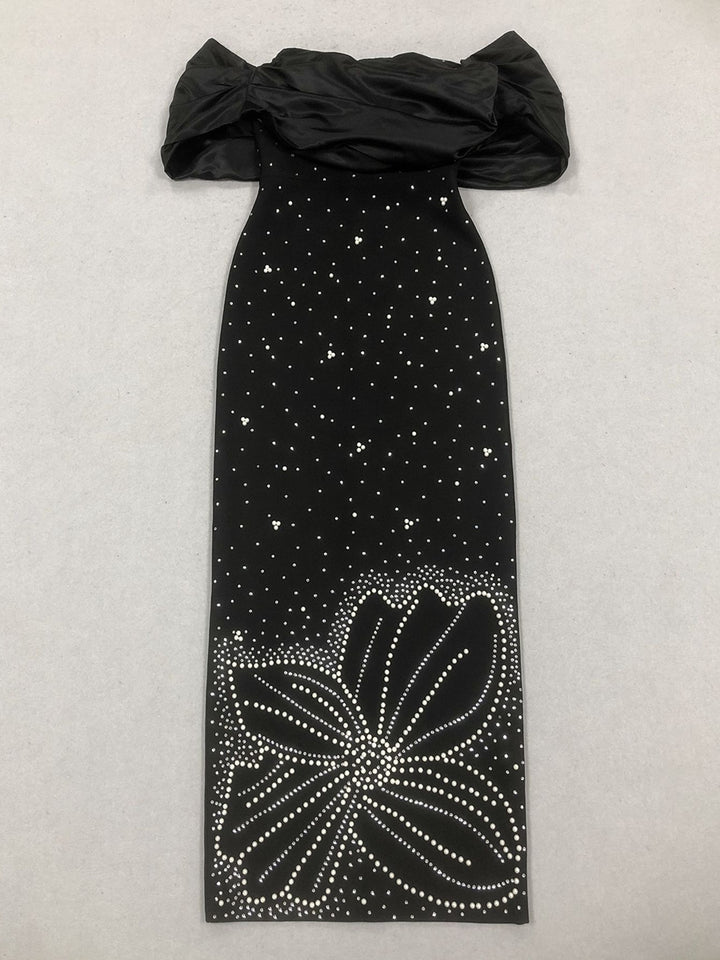 Sheath/Column Off-the-Shoulder Sleeveless Evening Dresses with Crystals & Ruffles