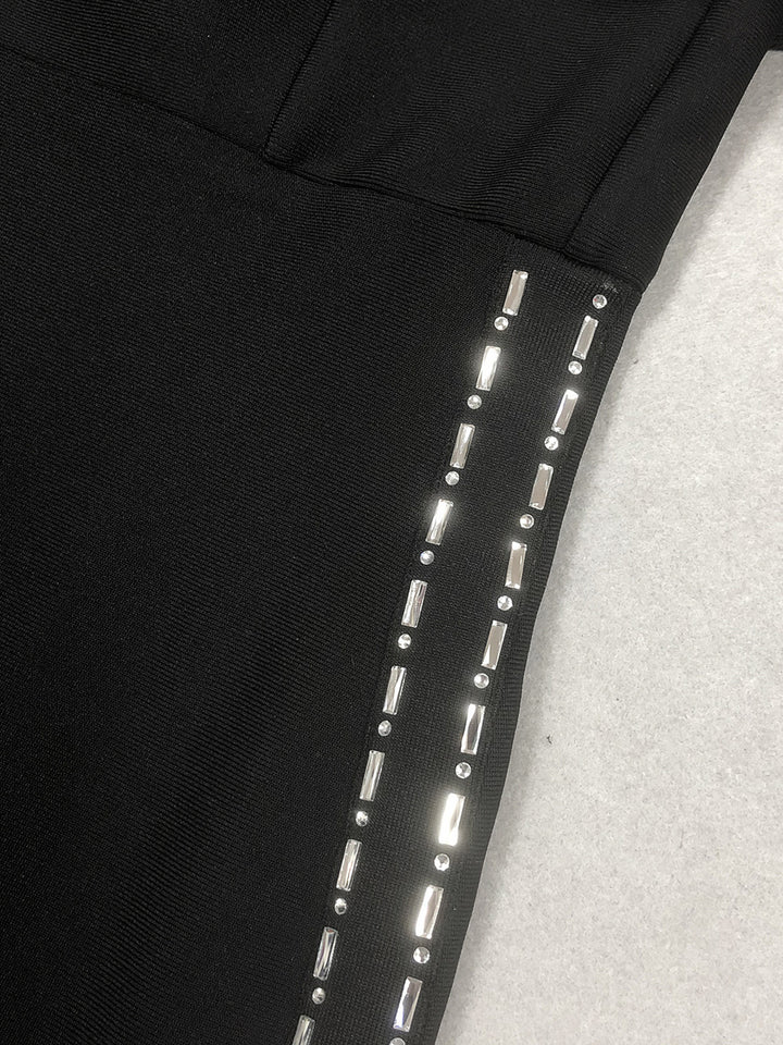 Sheath/Column Off-the-Shoulder Ankle Length Ruffled Evening Dresses with Rhinestones