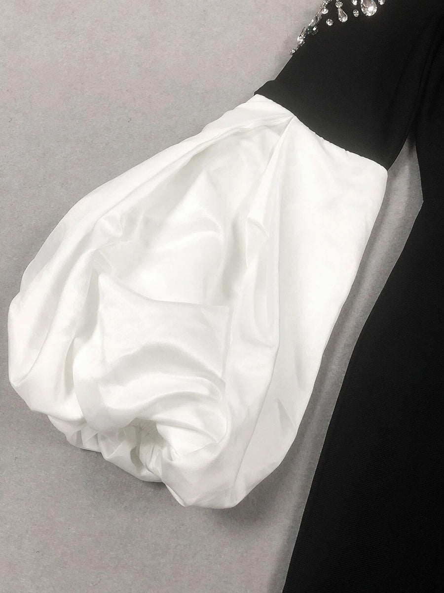 Sheath/Column Boat Neck Long Sleeves Elegant Evening Dresses with Rhinestones & Ruffles