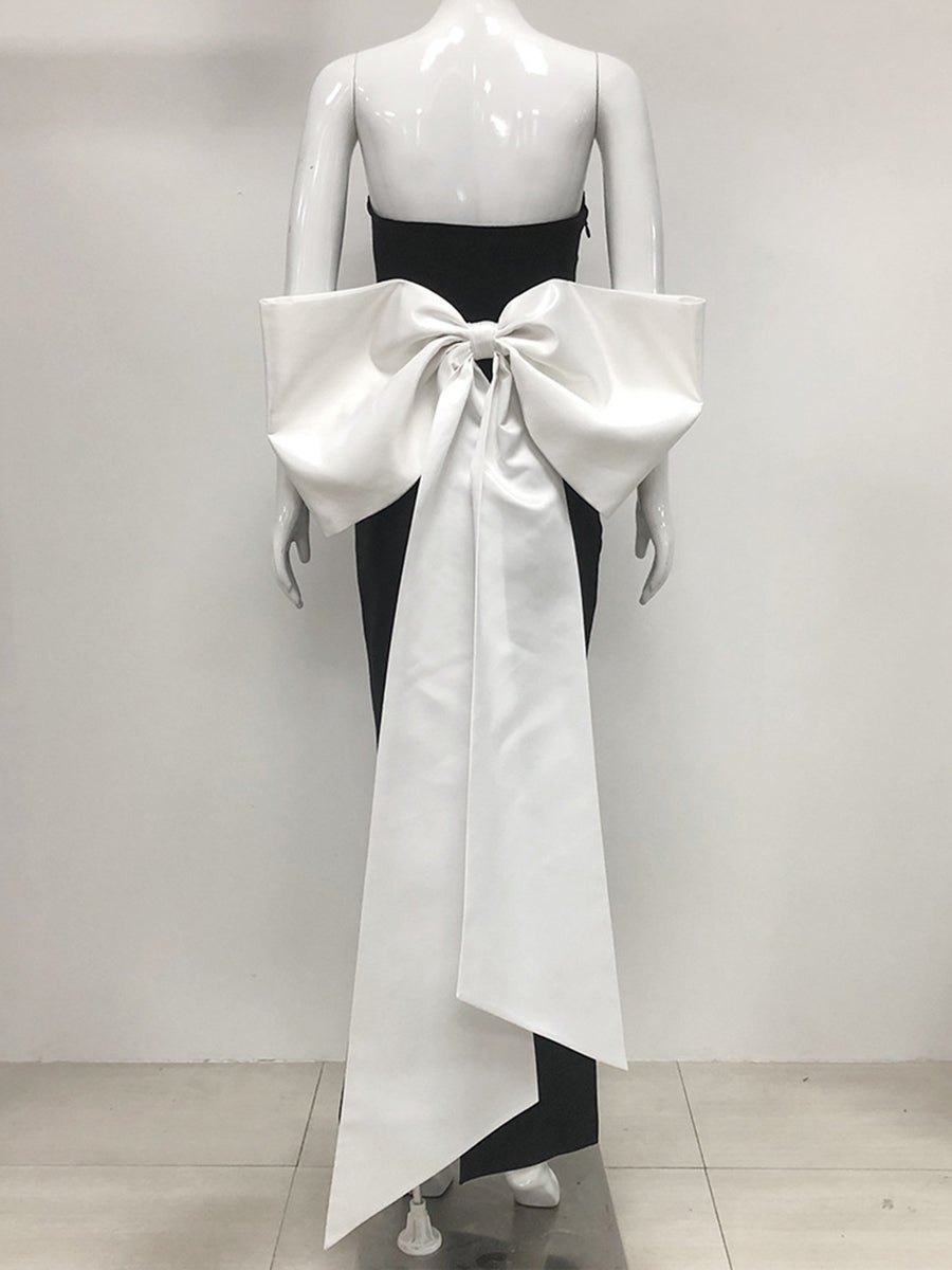 Trumpet/Mermaid Strapless Sleeveless Fashionable Long Evening Dresses with Bow Tie