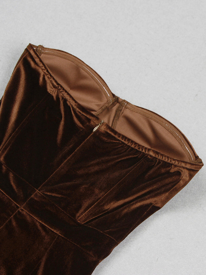 Sheath/Column Strapless Ankle-Length Elegant Evening Dresses with Feather