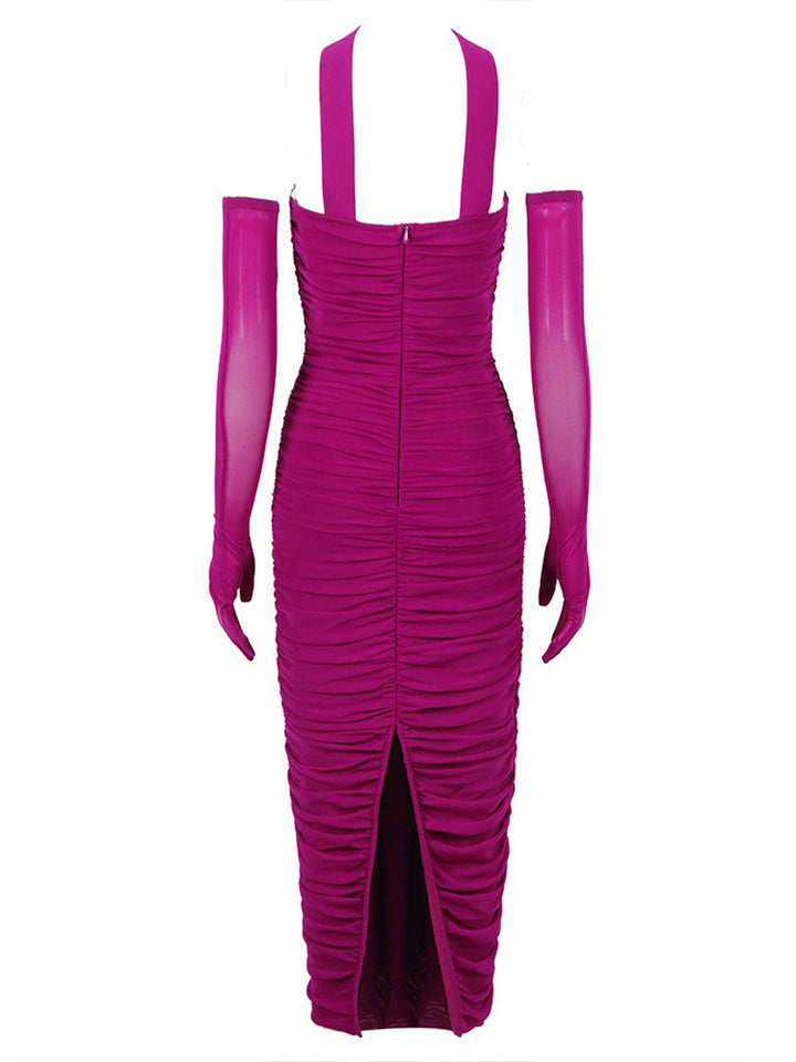 Sheath/Column Sweetheart Sleeveless Ruched Evening Dresses with Rhinestones