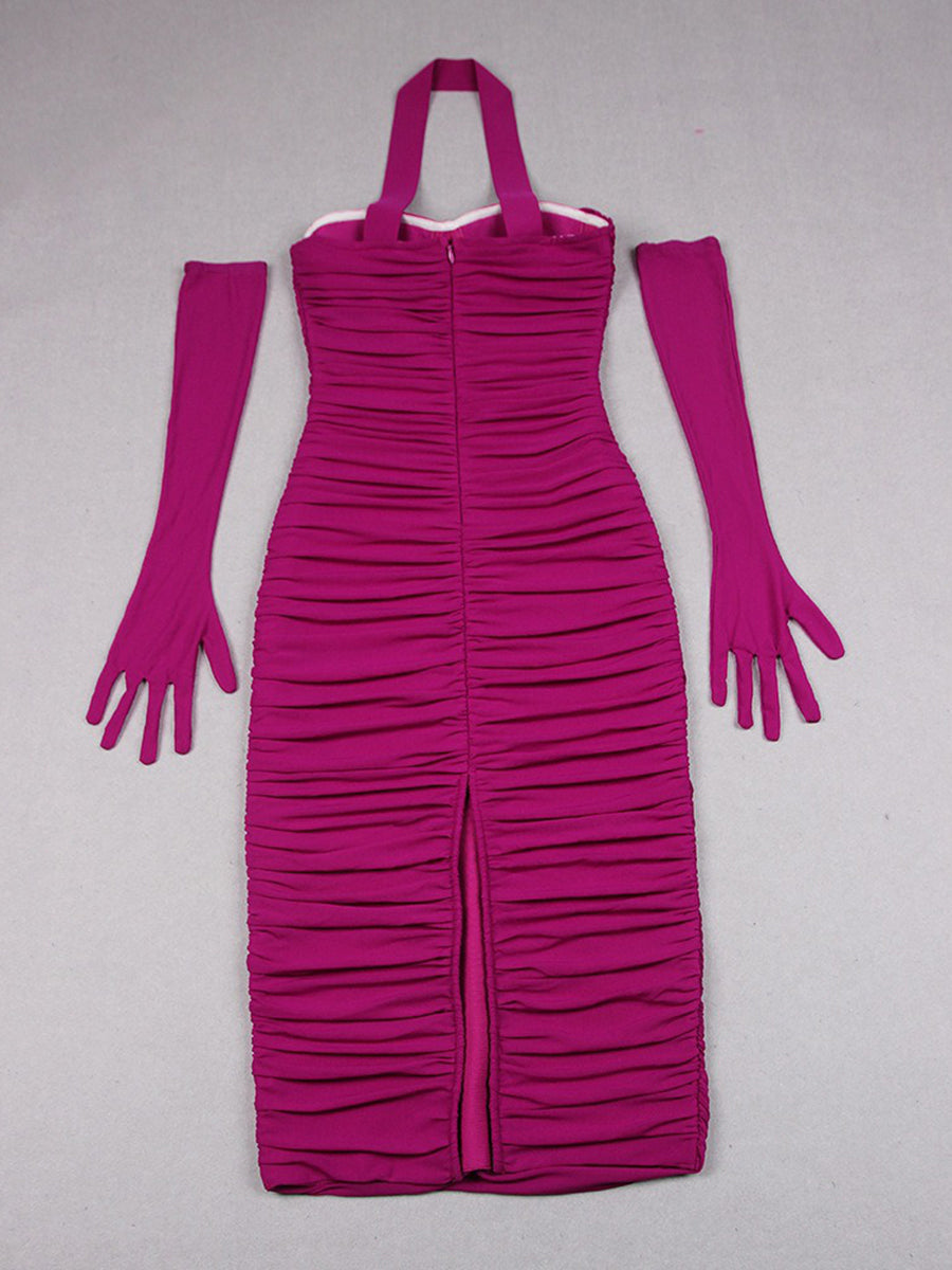 Sheath/Column Sweetheart Sleeveless Ruched Evening Dresses with Rhinestones