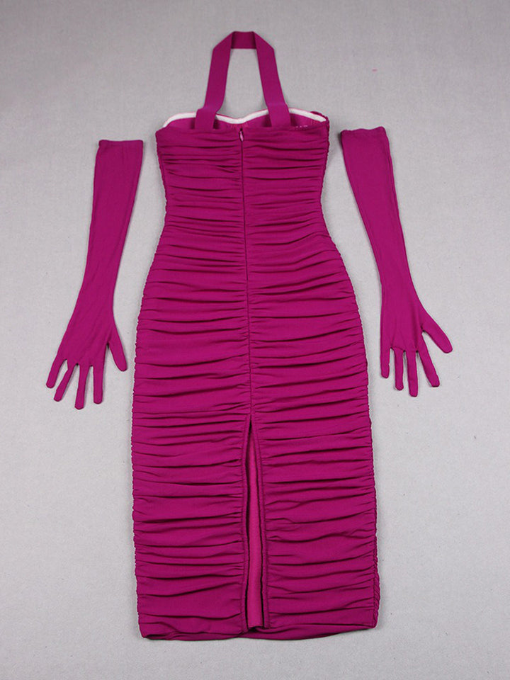 Sheath/Column Sweetheart Sleeveless Ruched Evening Dresses with Rhinestones