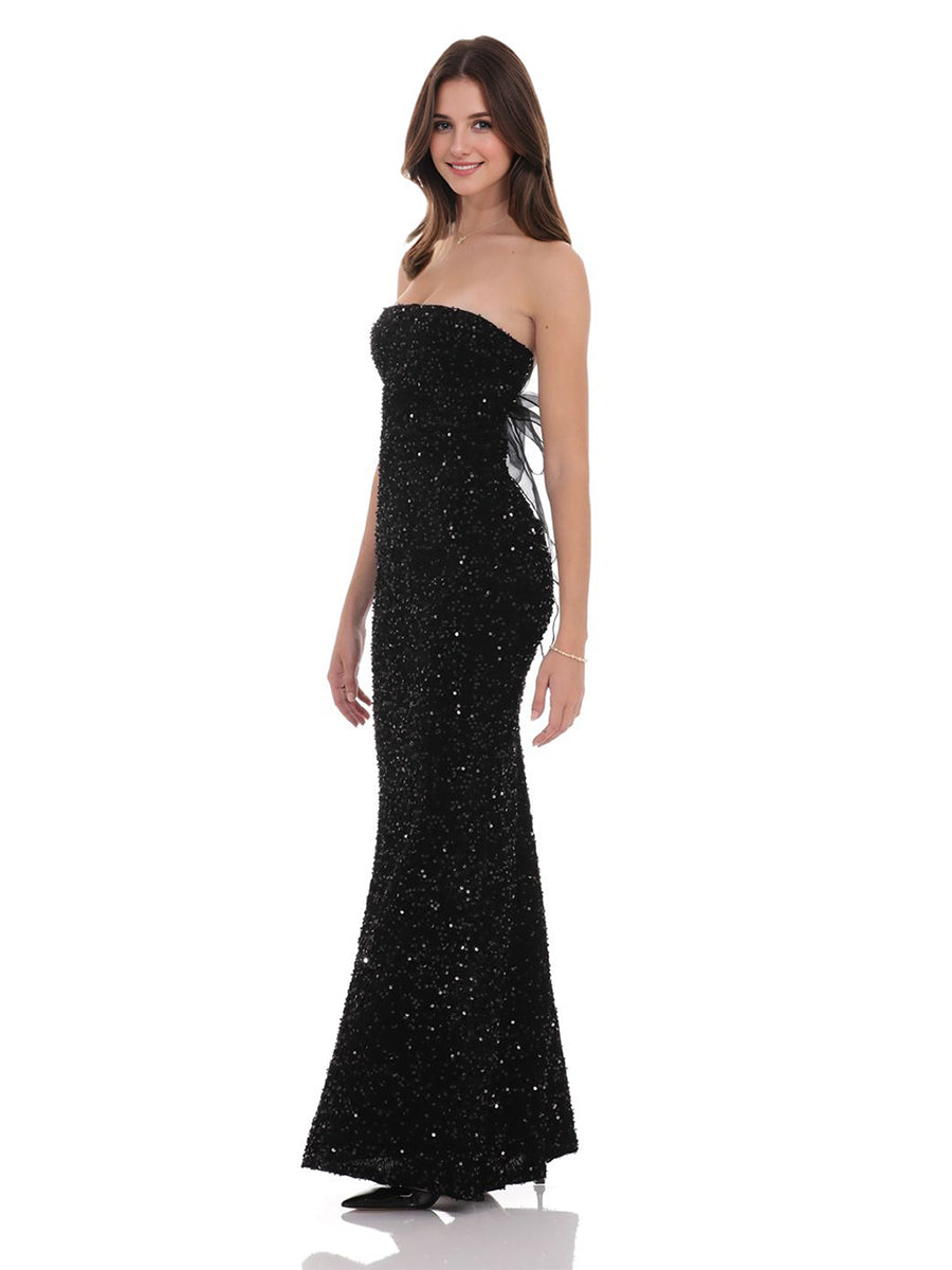 Trumpet/Mermaid Strapless Sleeveless Elegant Evening Dresses with Sequins