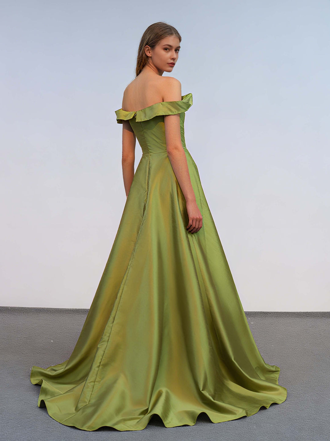 A-Line/Princess Off-the-shoulder Sleeveless Ruched Floor-Length Evening Dresses