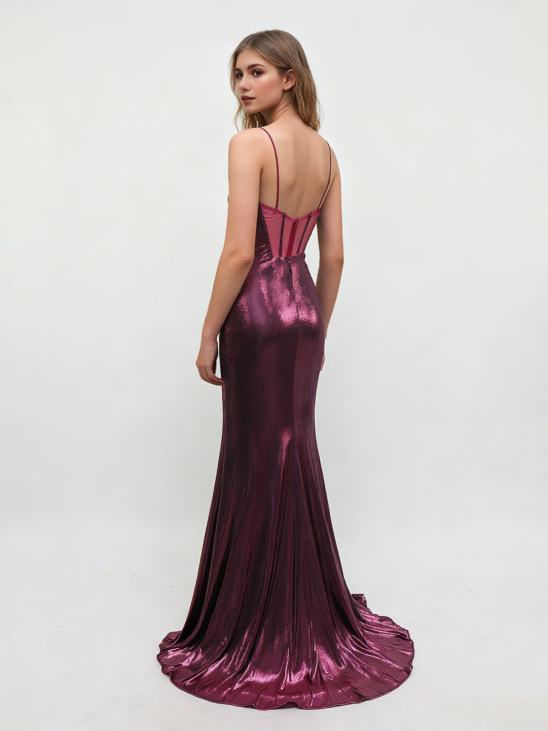 A-Line/Princess Spaghetti Straps Sweep Train Evening Dresses with Side Slit