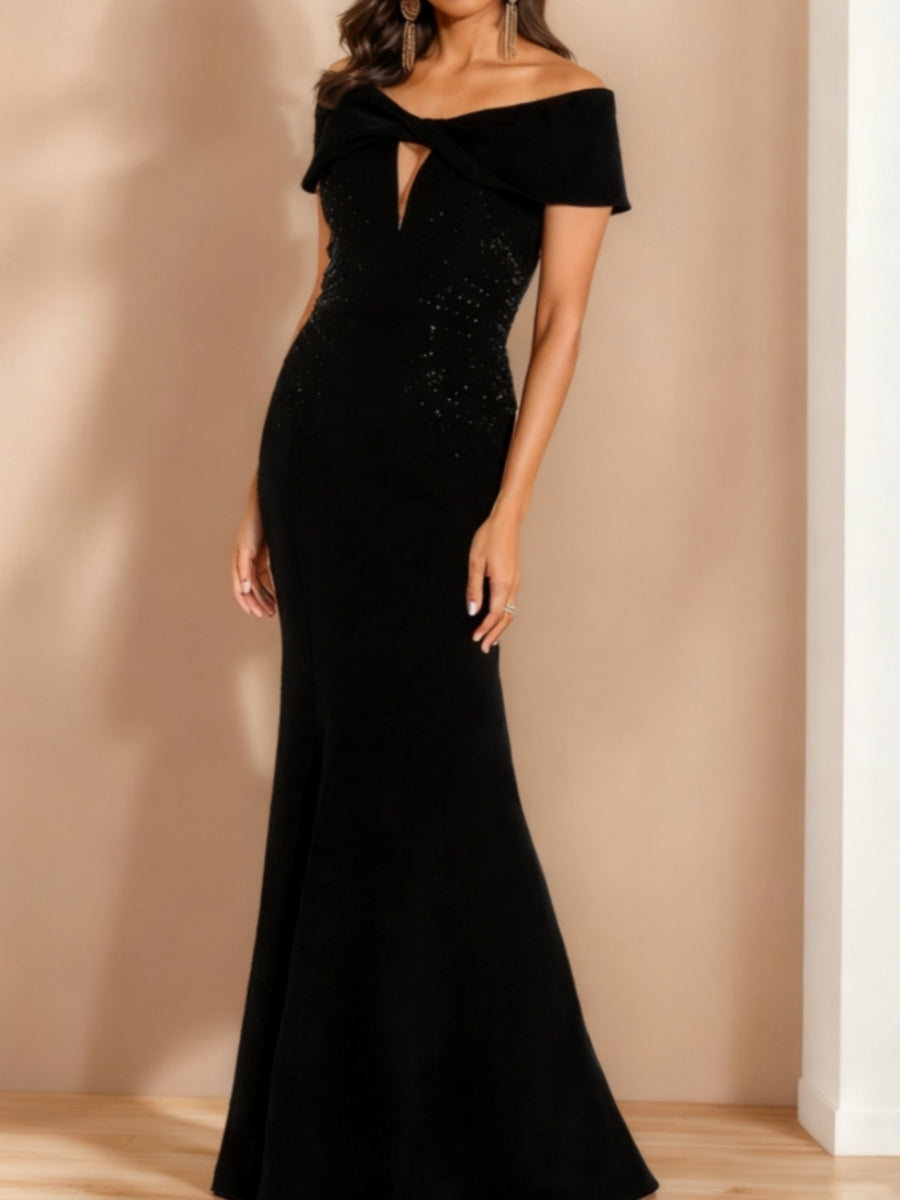 Trumpet/Mermaid Off-the-Shoulder Evening Dresses Floor-Length Party Dresses Beading