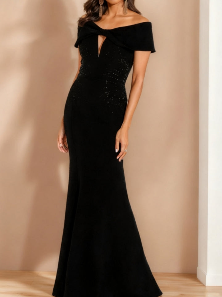 Trumpet/Mermaid Off-the-Shoulder Evening Dresses Floor-Length Party Dresses Beading
