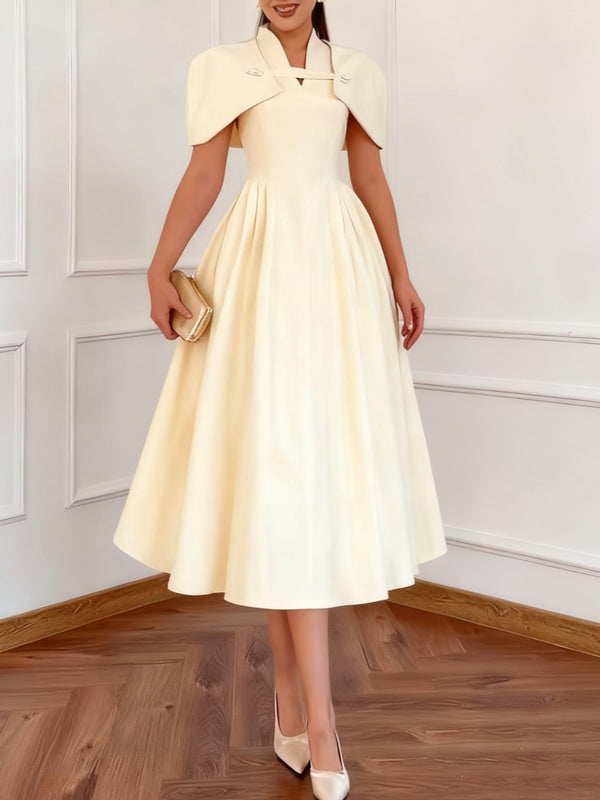 A-Line/Princess V-Neck Wedding Guest Dresses with Wrap Tea-length