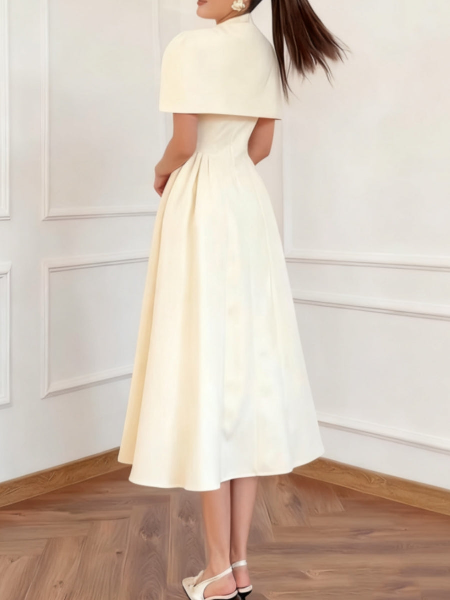 A-Line/Princess V-Neck Wedding Guest Dresses with Wrap Tea-length