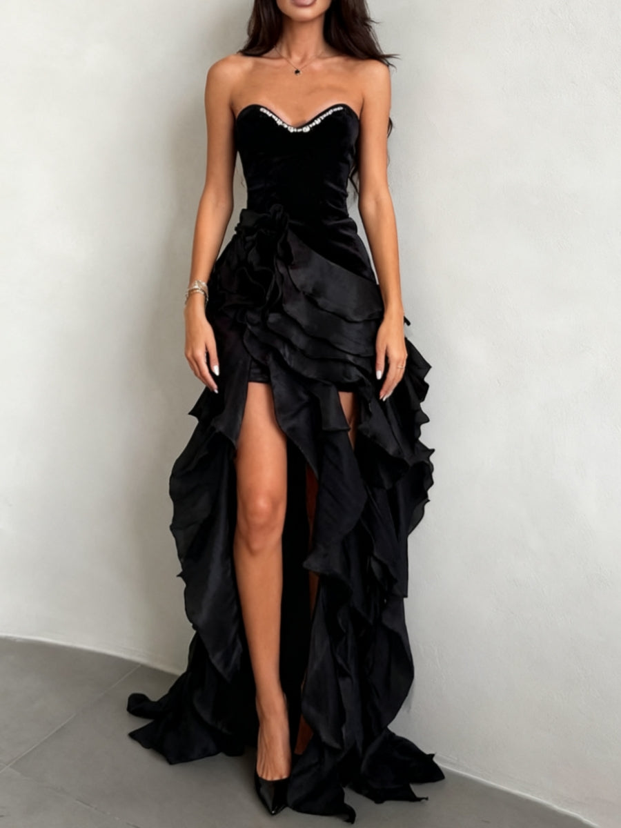 Sheath/Column Strapless Short/Mini Wedding Guest Dresses Sleeveless Beading