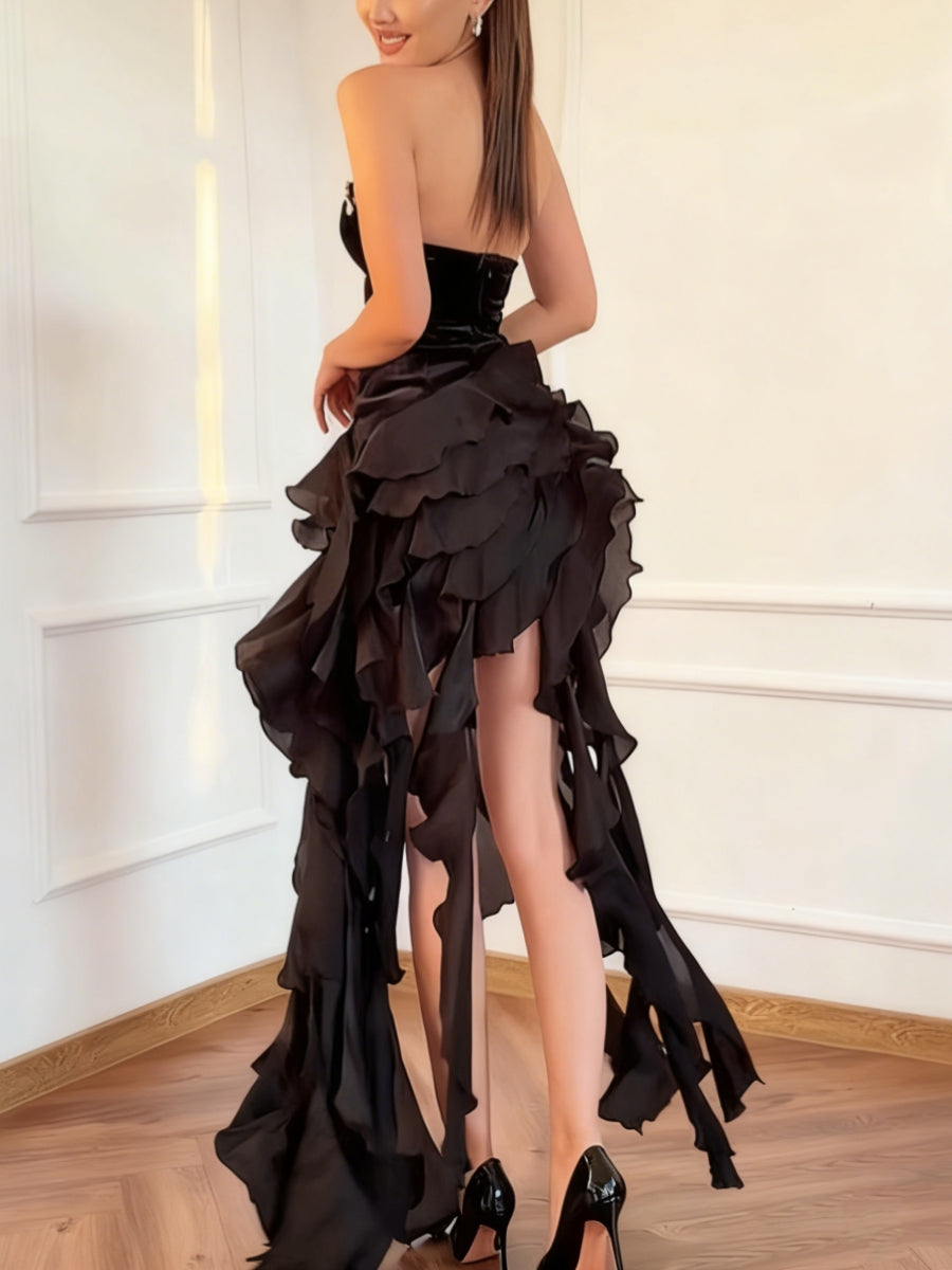 Sheath/Column Strapless Short/Mini Wedding Guest Dresses Sleeveless Beading