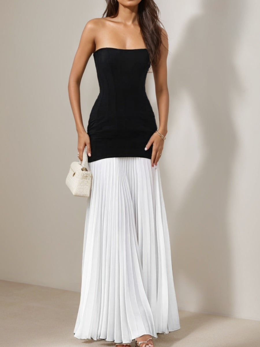 A-Line/Princess Strapless Wedding Guest Dresses Pleated Sleeveless Floor-Length