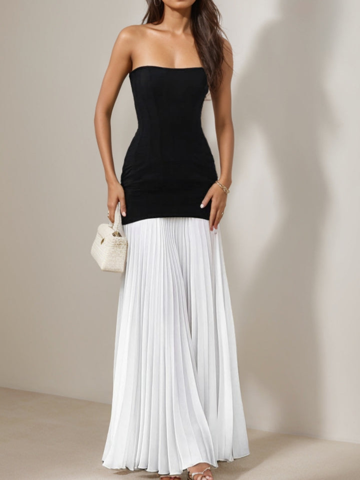A-Line/Princess Strapless Wedding Guest Dresses Pleated Sleeveless Floor-Length