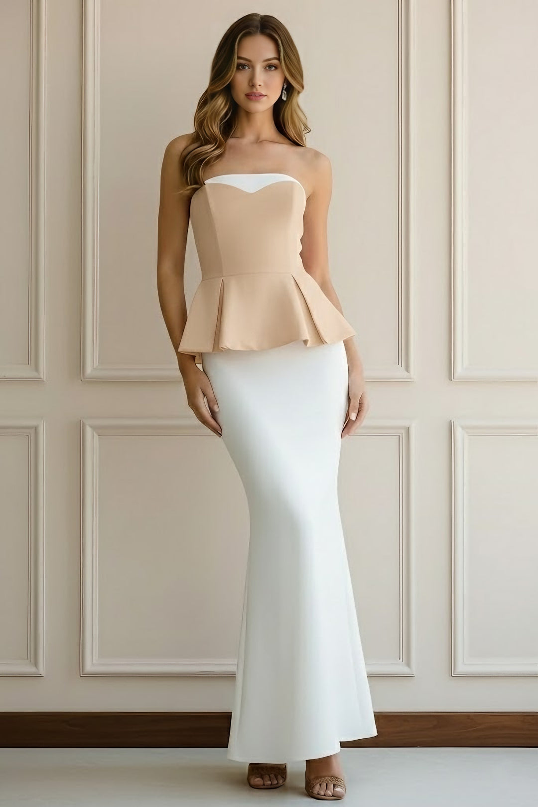 Trumpet/Mermaid Off-the-Shoulder Stretch Satin Evening Dresses Floor-Length Sleeveless Ruffles Party Dresses