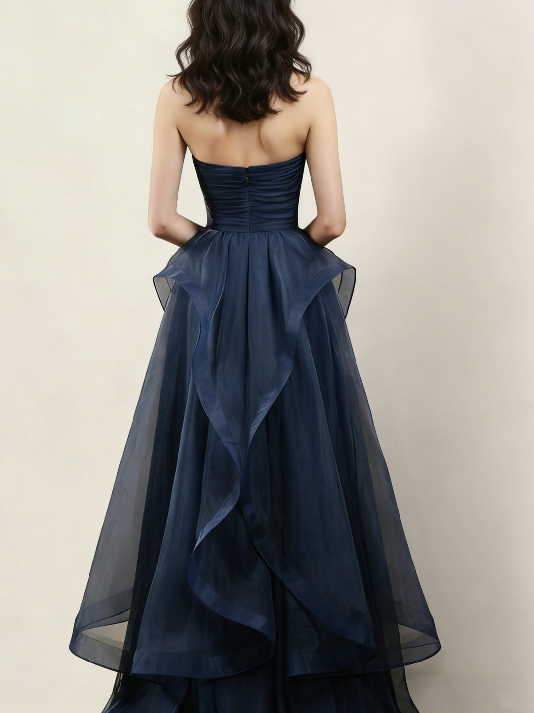 A-Line/Princess Chiffon Strapless Evening Dresses Floor-Length Sleeveless Party Dresses Ruffles