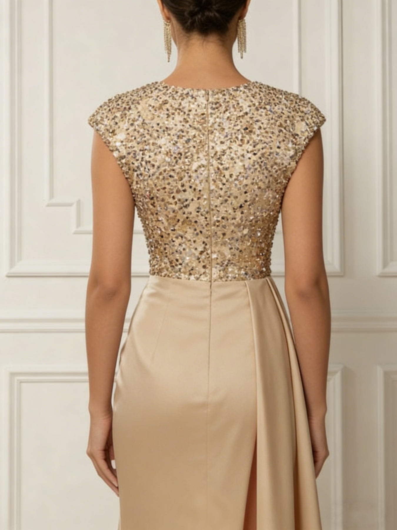 Trumpet/Mermaid Scoop Satin Evening Dresses with Split Side Sleeveless ...