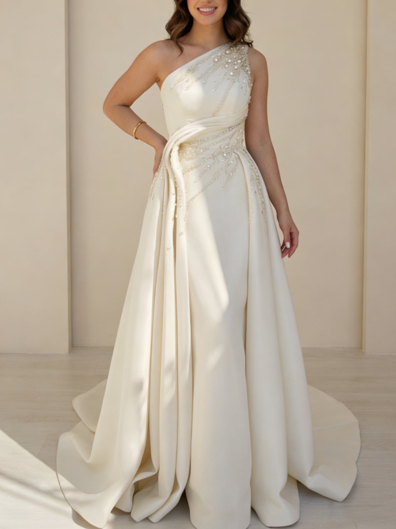 A-Line/Princess Strapless Satin Evening Dresses Sleeveless Floor-Lengt ...