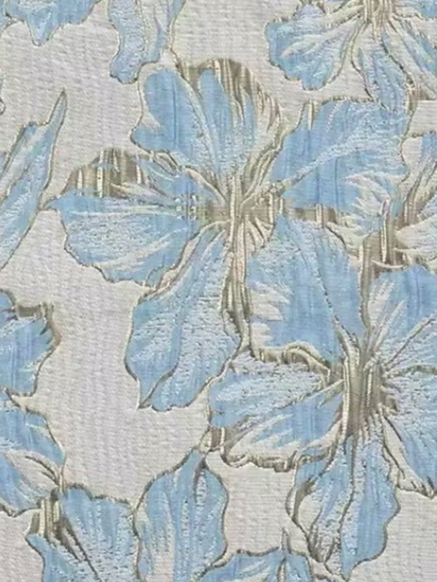 A-Line/Princess One-Shoulder Jacquard Cocktail Dresses Tea-Length Sleeveless Floral Formal Dresses