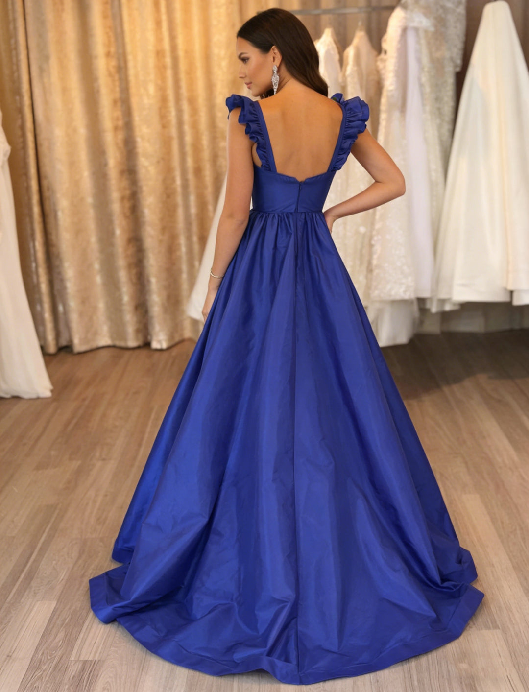A-Line/Princess Sweetheart Satin Evening Dresses with Split Side Sleeveless Floor-Length Party Dresses