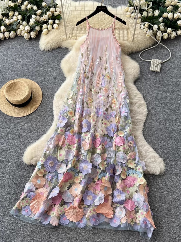 A-Line/Princess Spaghetti Straps Wedding Guest Dresses Lace Embroidery Ankle-Length Sleeveless Floral