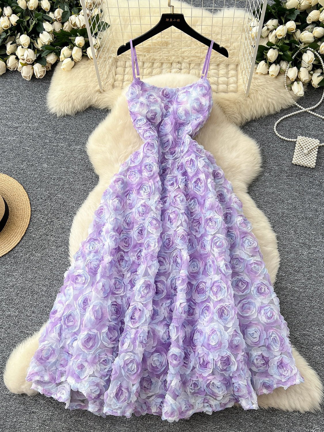 A-Line/Princess Spaghetti Straps Printed Wedding Guest Dresses Tea-Length Sleeveless Floral