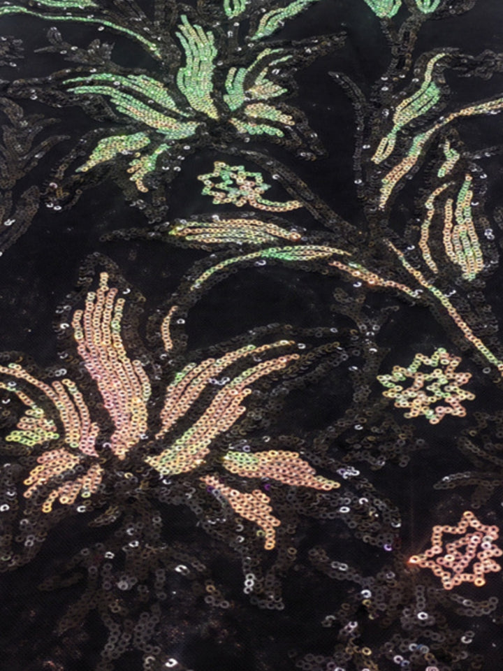 A-Line/Princess Off-the-Shoulder Stretch Satin Cocktail Dresses Sleeveless Sequins Floral Tea-Length Formal  Dresses