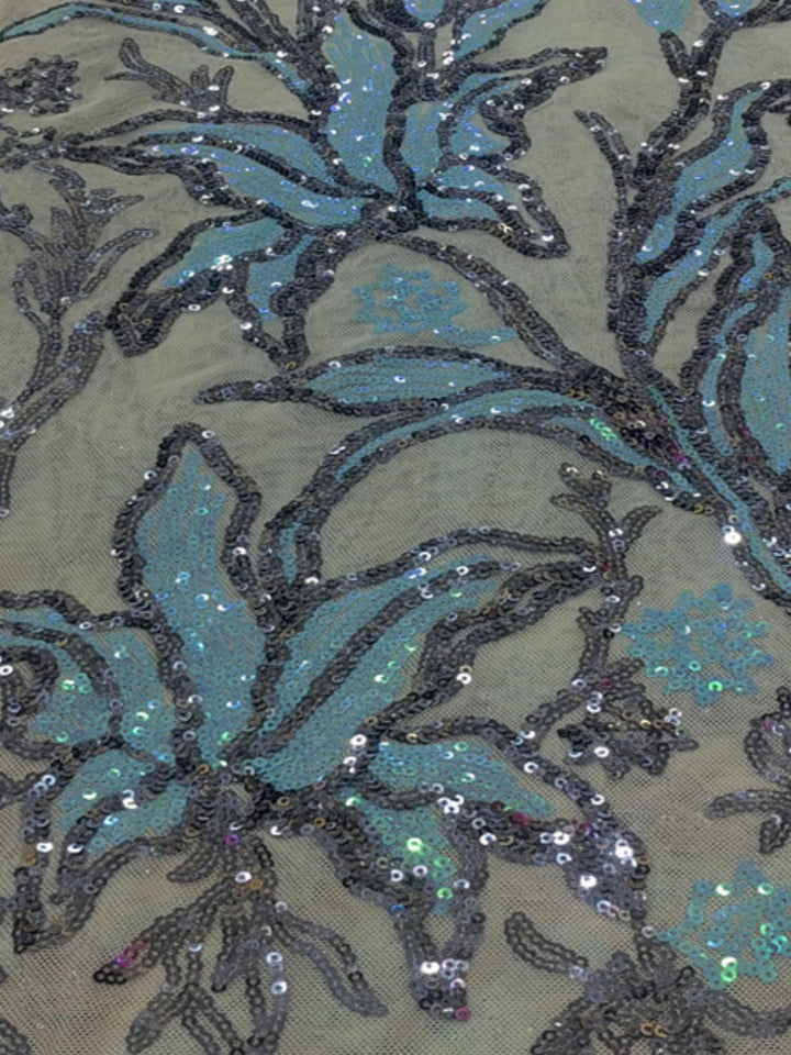 A-Line/Princess Off-the-Shoulder Stretch Satin Cocktail Dresses Sleeveless Sequins Floral Tea-Length Formal  Dresses