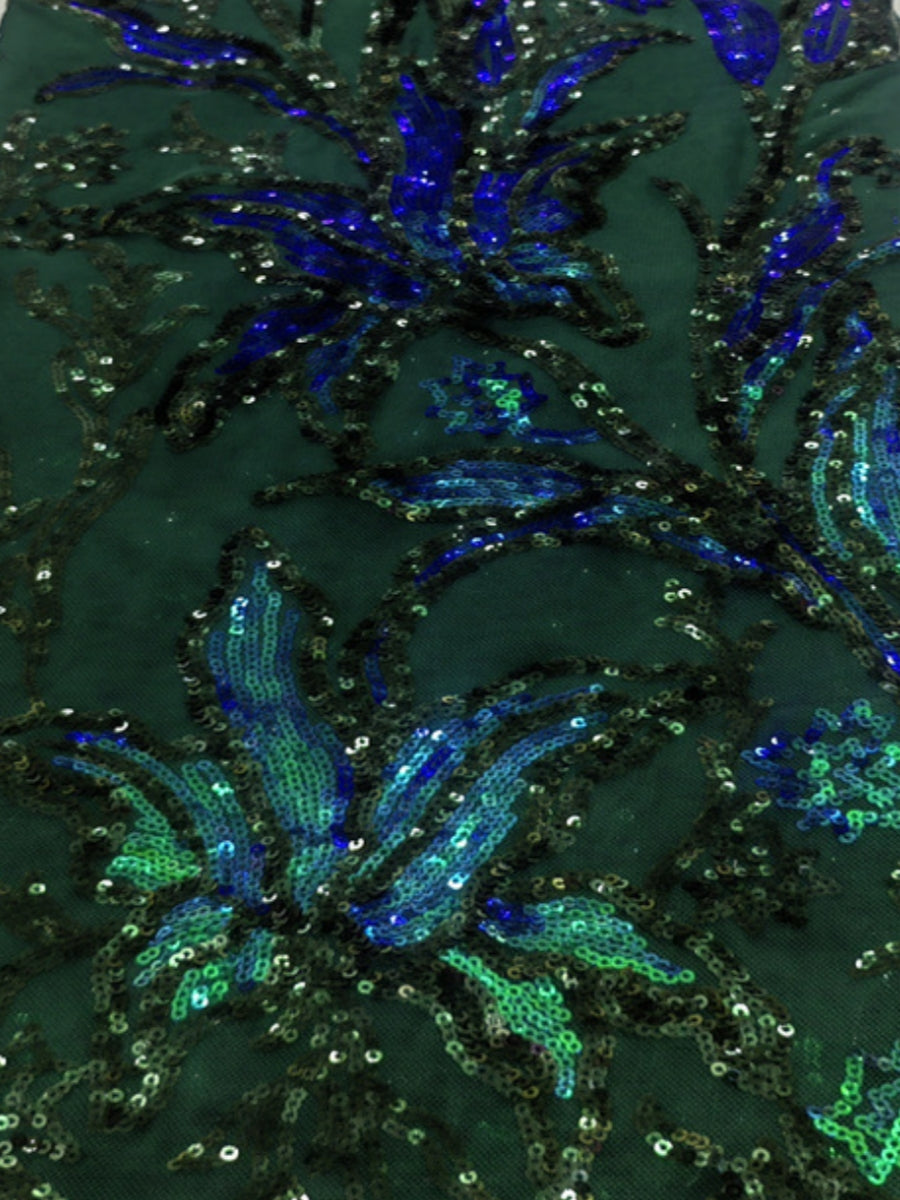 A-Line/Princess Off-the-Shoulder Stretch Satin Cocktail Dresses Sleeveless Sequins Floral Tea-Length Formal  Dresses