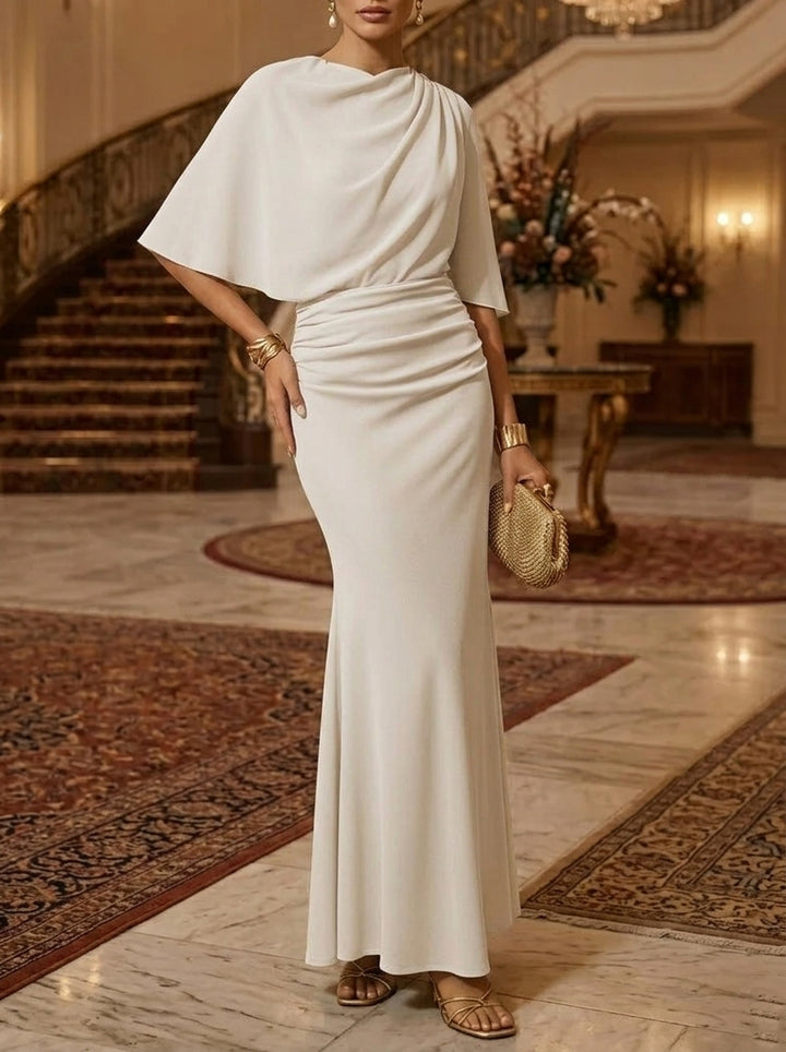 Sheath/Column Scoop Elastic Chiffon Evening Dresses Sleeveless Floor-Length Party Dresses with Ruched