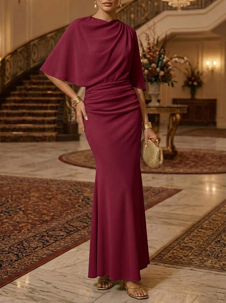 Sheath/Column Scoop Elastic Chiffon Evening Dresses Sleeveless Floor-Length Party Dresses with Ruched
