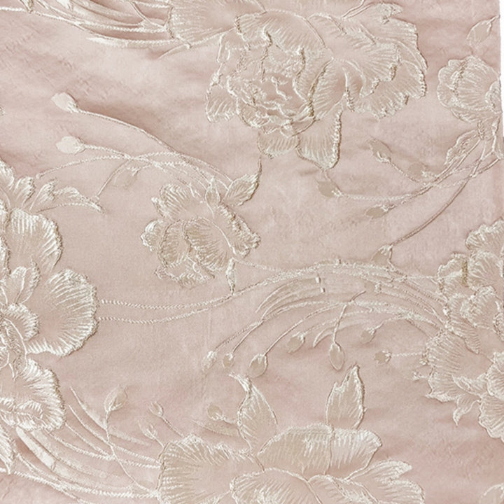 A-Line/Princess V-Neck Jacquard Cocktail Dresses Ruched Tea-Length Floral Sleeveless Formal Dresses
