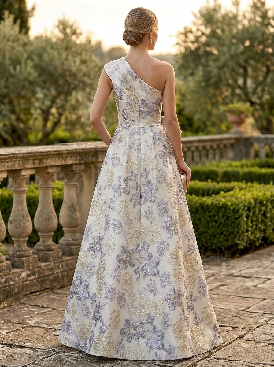 jacquard evening dress Xscape Women's Jacquard Off-The-Shoulder Ball Gown - Navy/Green
