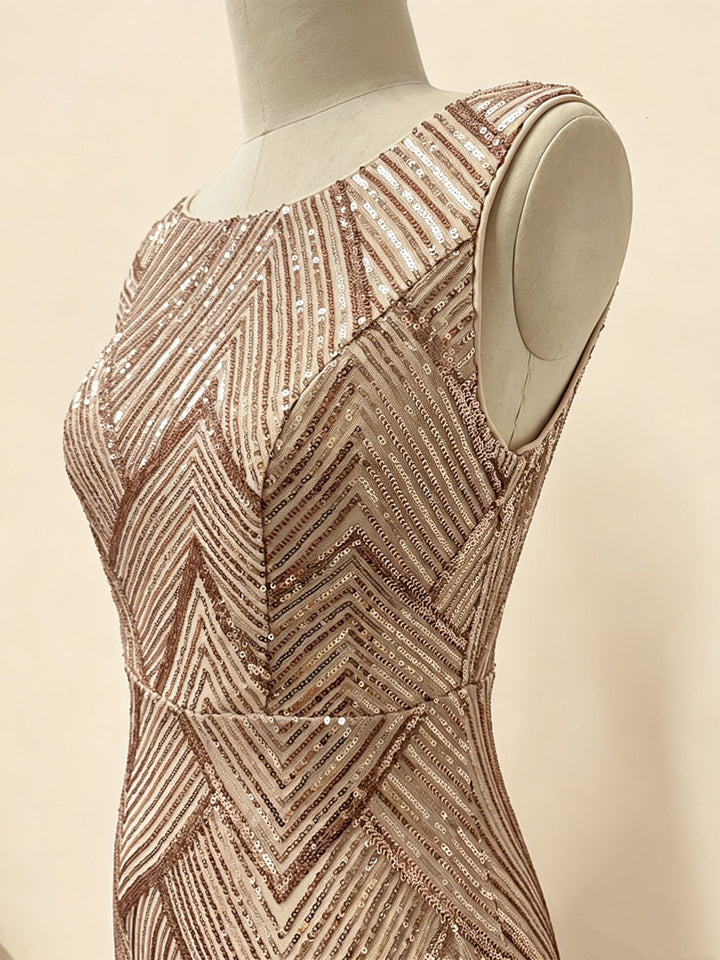 Sheath/Column Scoop Paillettes Wedding Guest Dresses Floor-Length Sleeveless