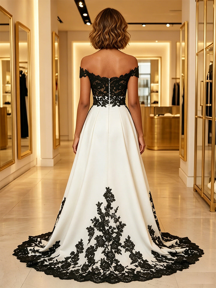 Sheath/Column Off-the-Shoulder Formal Dresses Floor-Length Sleeveless Evening Dresses with Overskirt
