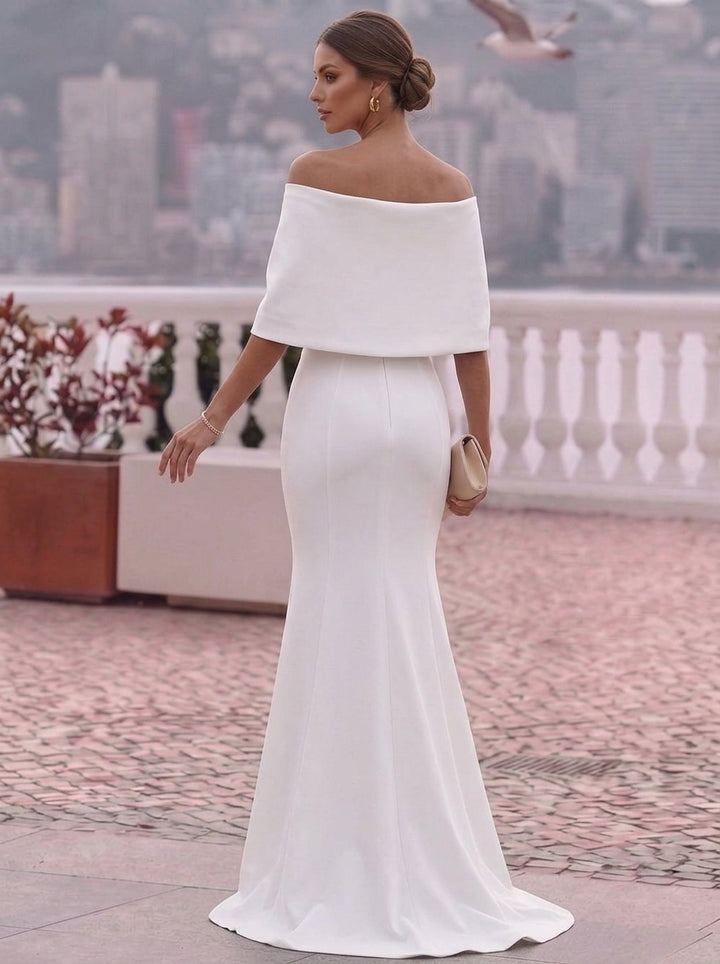 Trumpet/Mermaid Strapless Stretch Satin Formal Dresses Floor-Length Sleeveless Evening Dresses Ruffles with Wrap