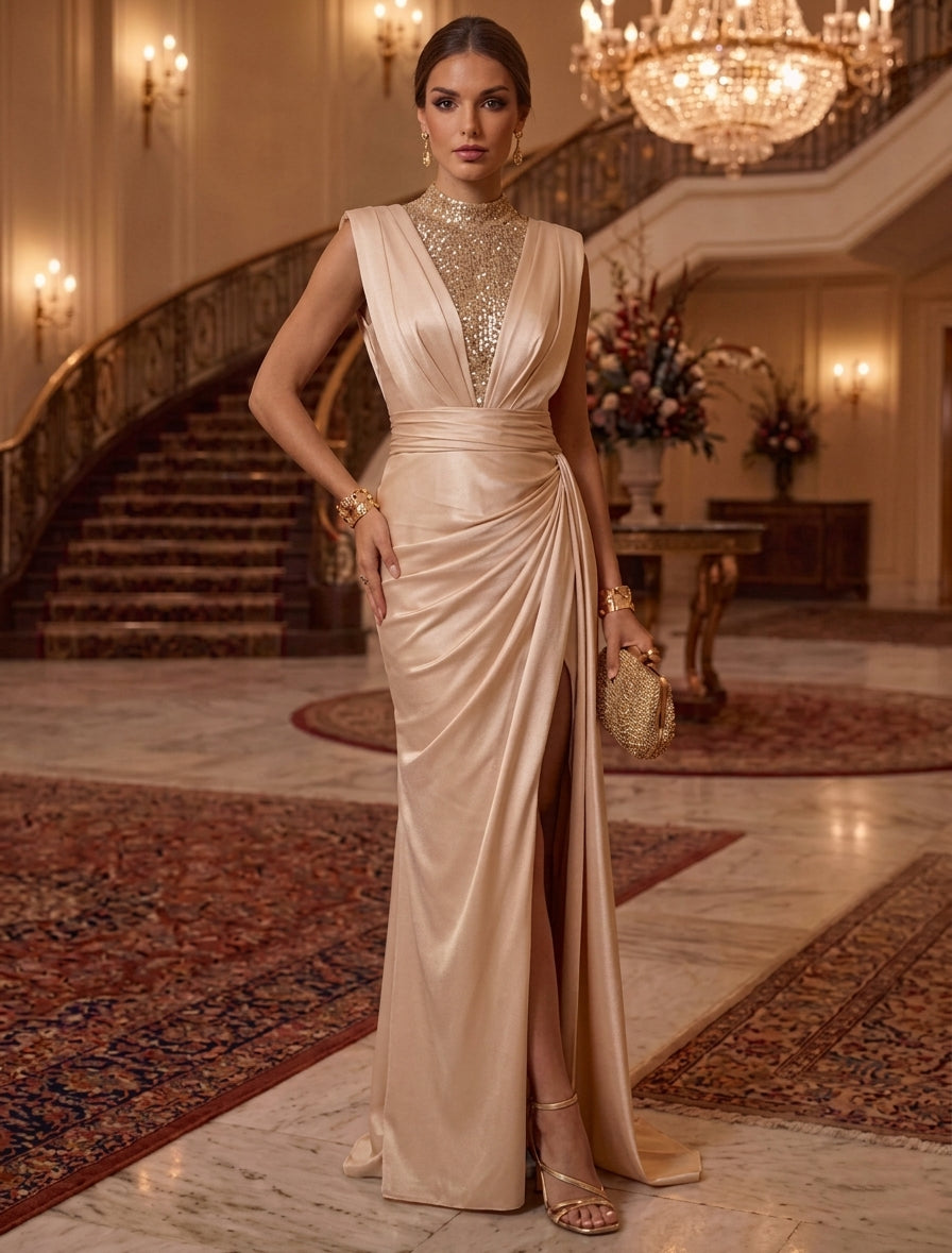 long sleeve beaded wedding dress GLS GL3830 Applique Sequin Glitter Bridal Striking Coral Pink 1930s floor-length dresses Style:Long Dress This stunning HILARY wedding